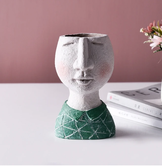 Portrait sculpture flower pot