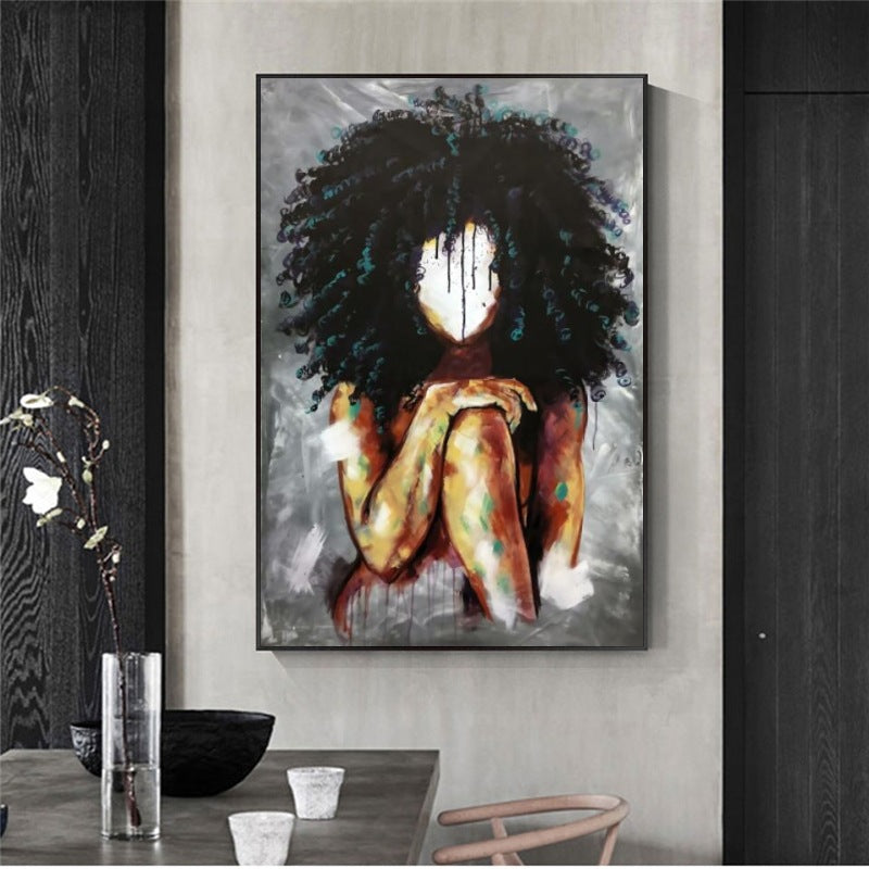 Abstract woman portrait art oil painting