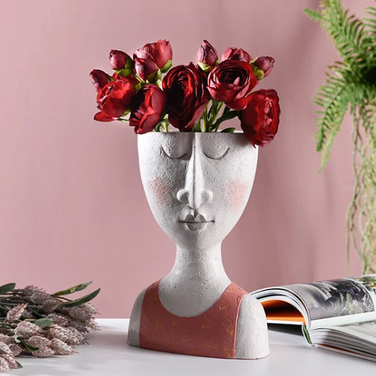 Portrait sculpture flower pot