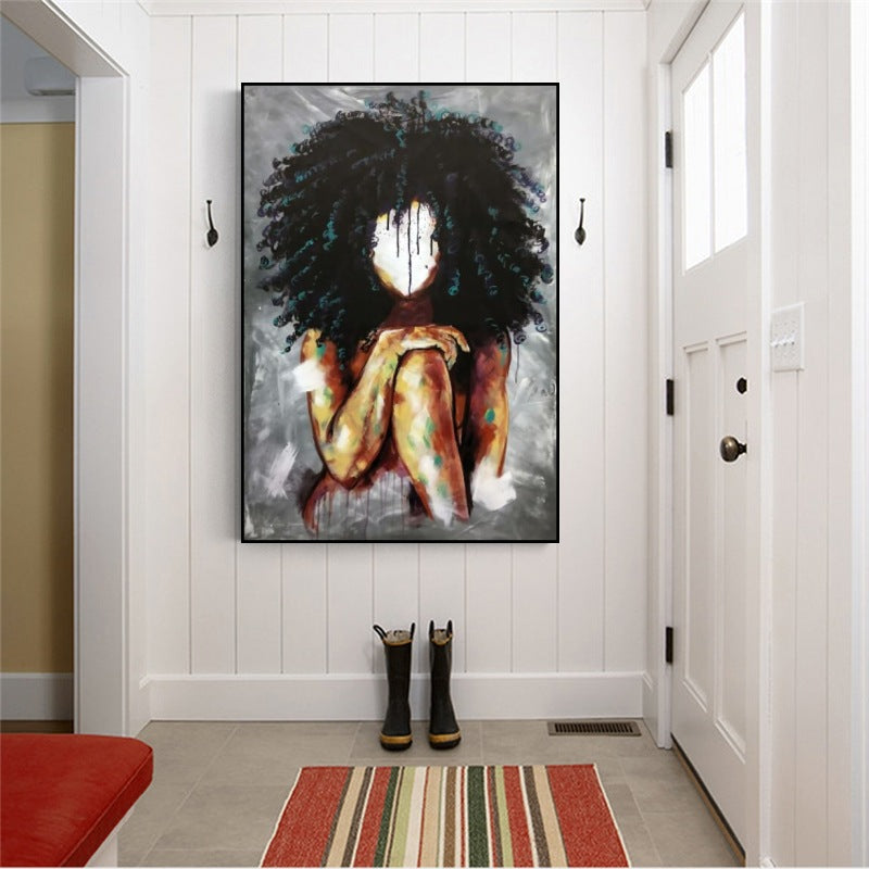 Abstract woman portrait art oil painting