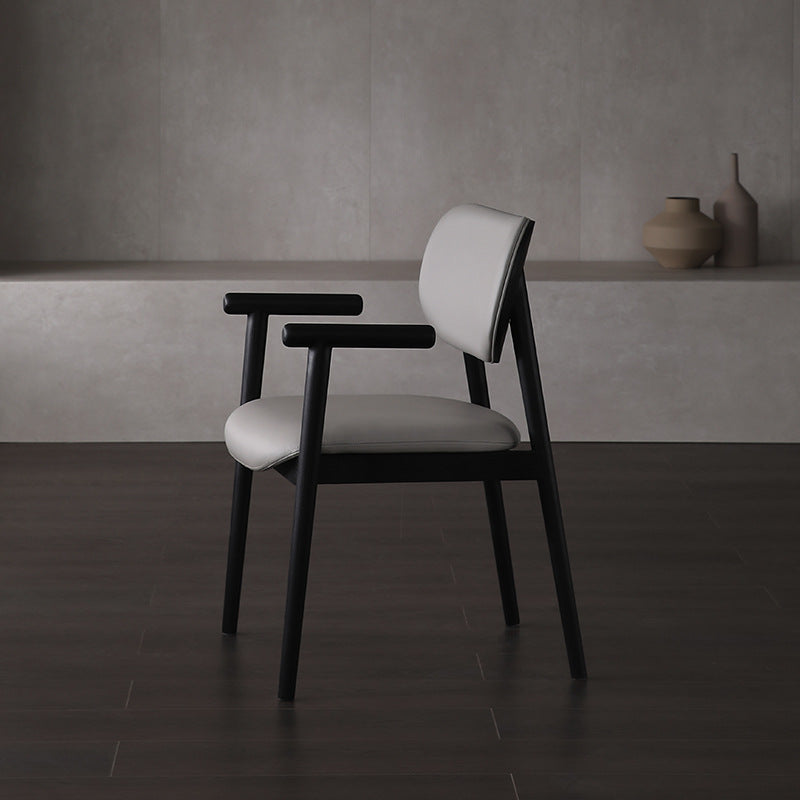 Household White Wax Solid Wood Veneer Minimalist Chair