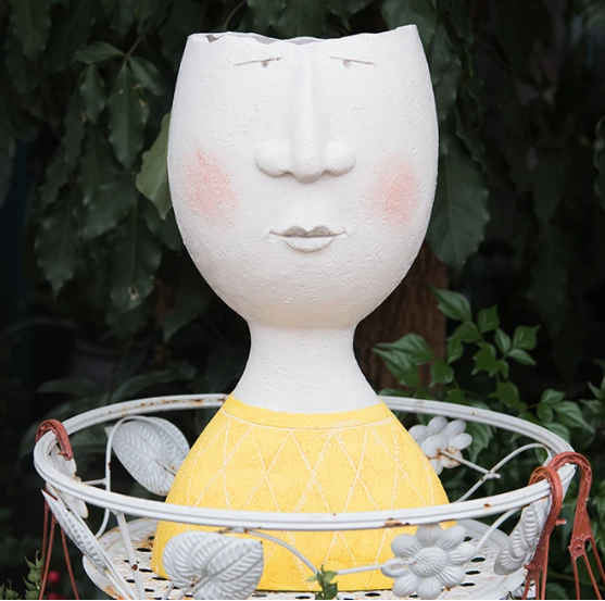 Portrait sculpture flower pot