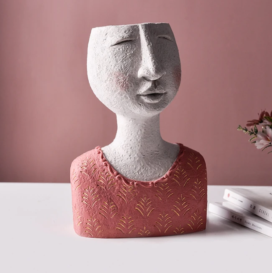 Portrait sculpture flower pot