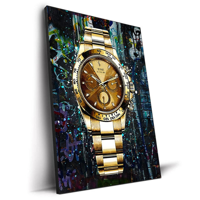 Luxury Wall Art Pictures World Famous Watch Graffiti Art Canvas Painting