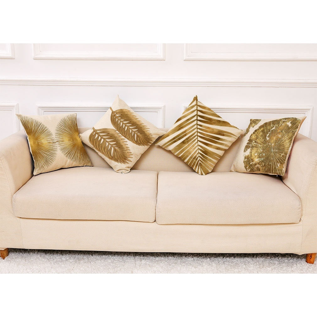 Golden Leaves Cotton And Linen Cushion Case Back Seat Office Siesta Pillow