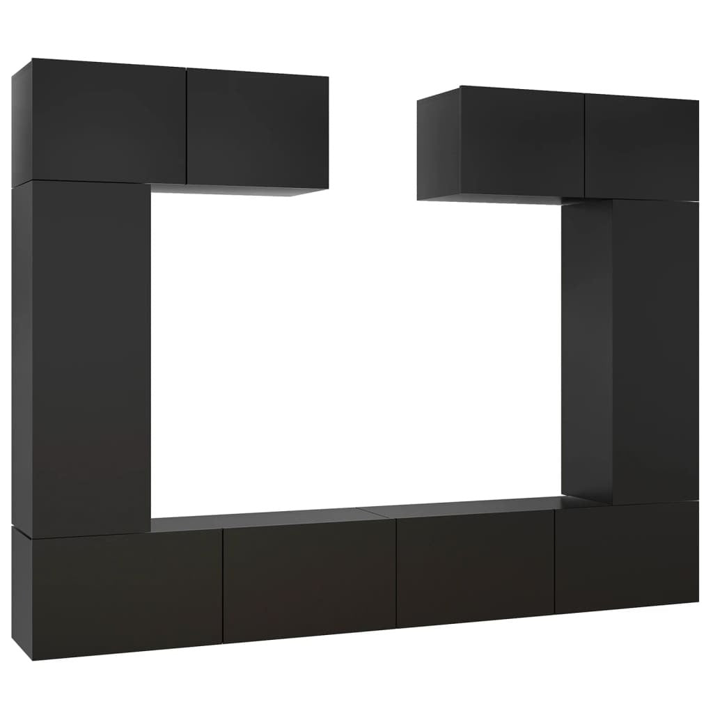 vidaXL 6 Piece TV Cabinet Set Black Engineered Wood