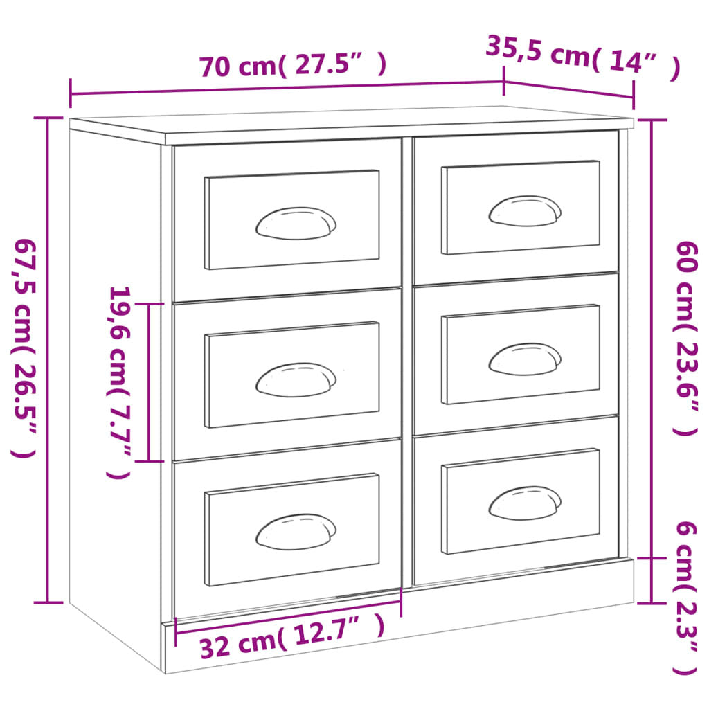 vidaXL Sideboards 2 pcs Concrete Grey Engineered Wood