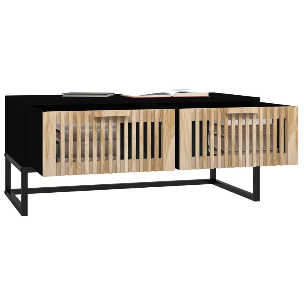 vidaXL Coffee Table Black 80x40x35 cm Engineered Wood and Iron