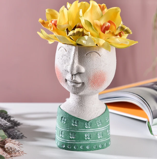 Portrait sculpture flower pot