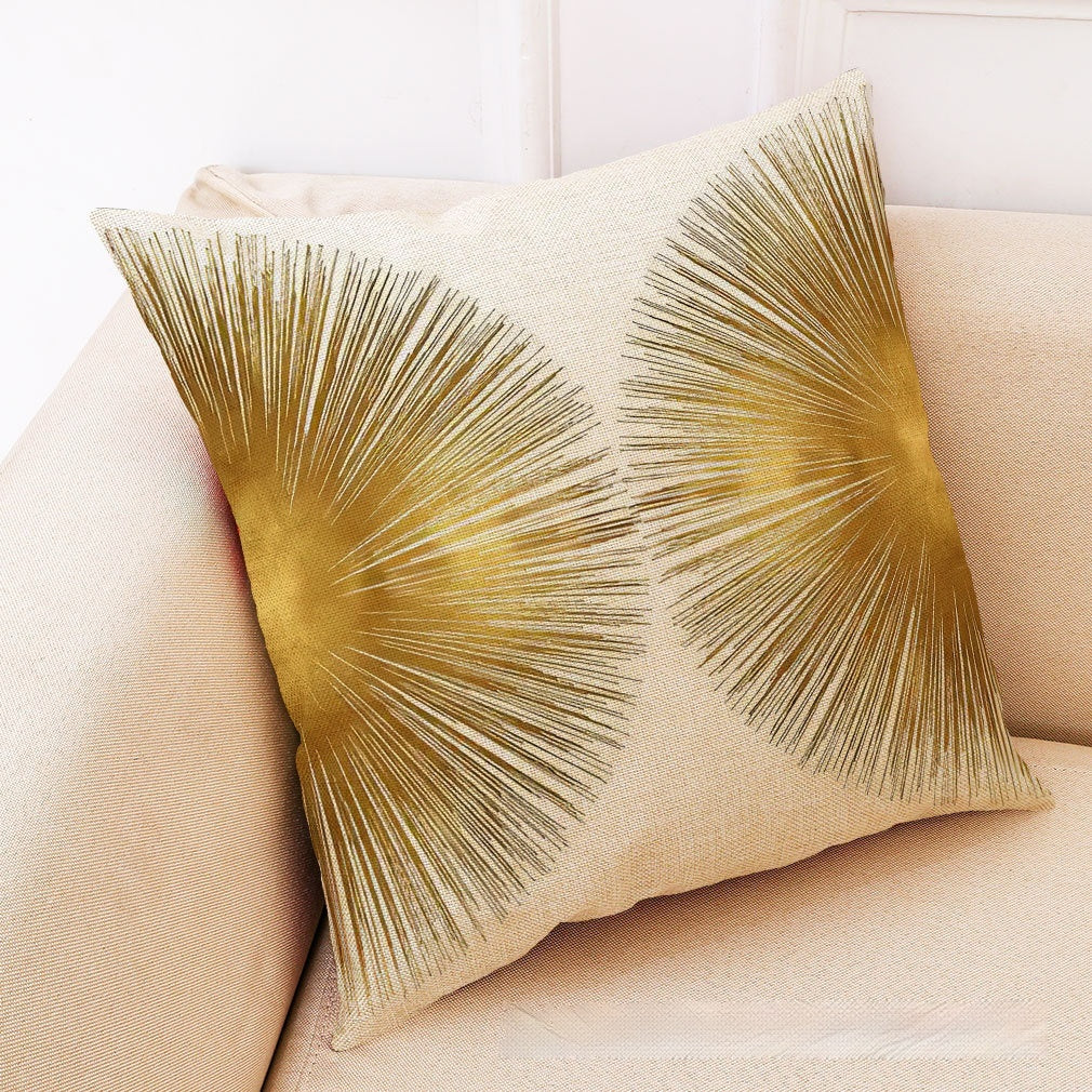 Golden Leaves Cotton And Linen Cushion Case Back Seat Office Siesta Pillow