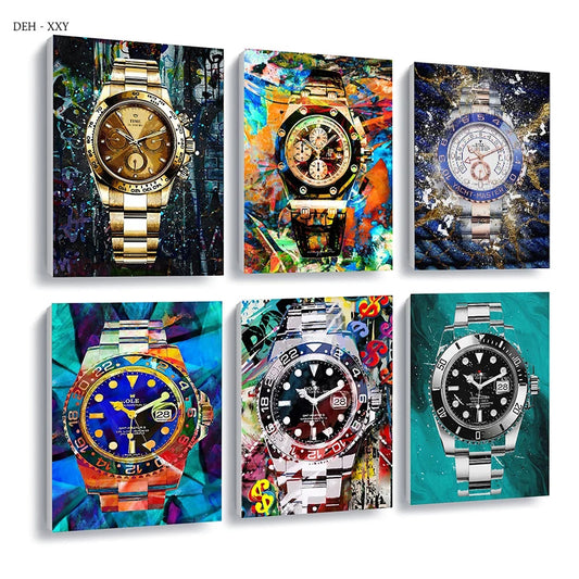 Luxury Wall Art Pictures World Famous Watch Graffiti Art Canvas Painting