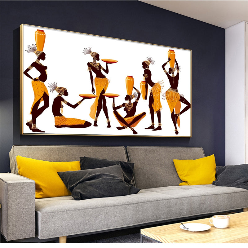 Abstract African Woman Canvas Painting On Wall Poster