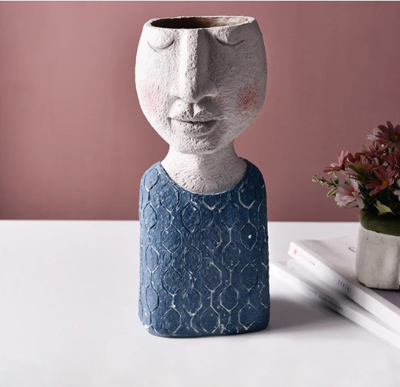 Portrait sculpture flower pot