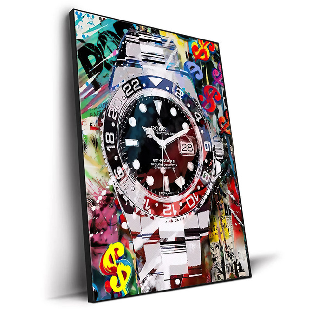 Luxury Wall Art Pictures World Famous Watch Graffiti Art Canvas Painting