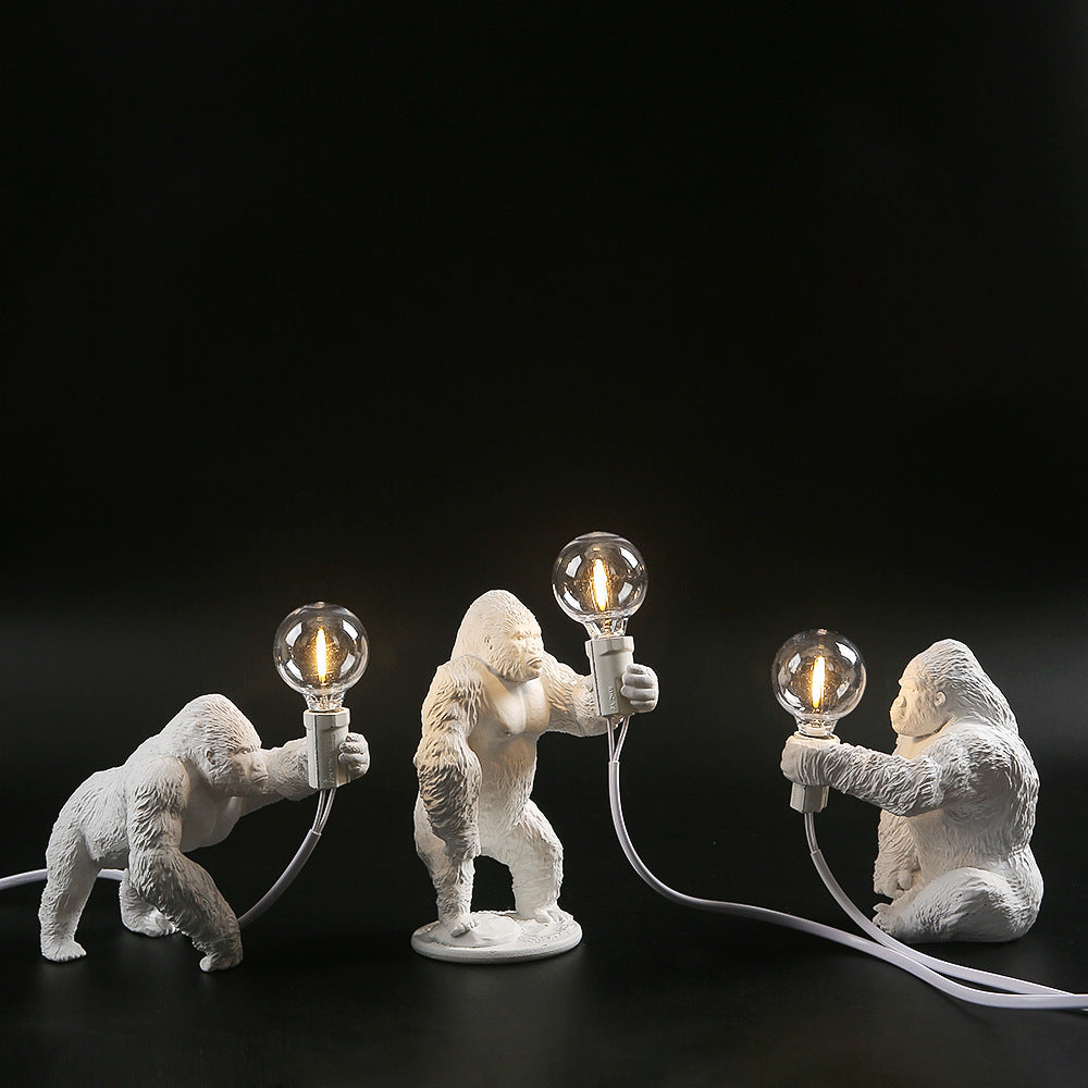 White gorilla lamp holder decor