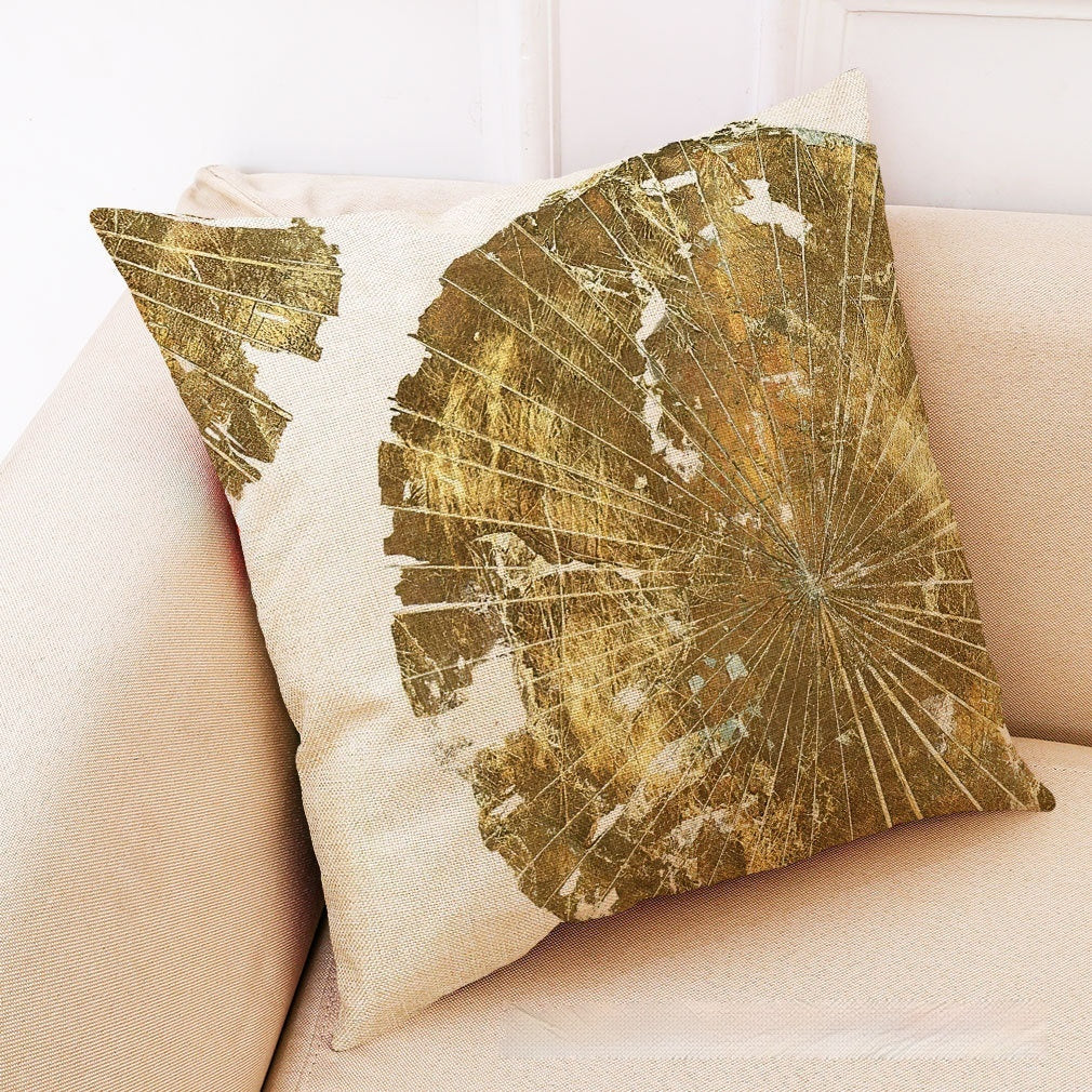 Golden Leaves Cotton And Linen Cushion Case Back Seat Office Siesta Pillow