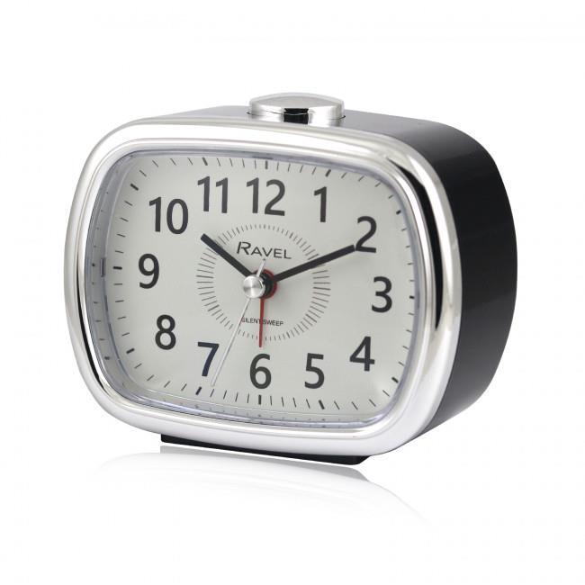 Ravel Mid sized Bedside Quartz Alarm Clock - Black / Silver RC042.3C