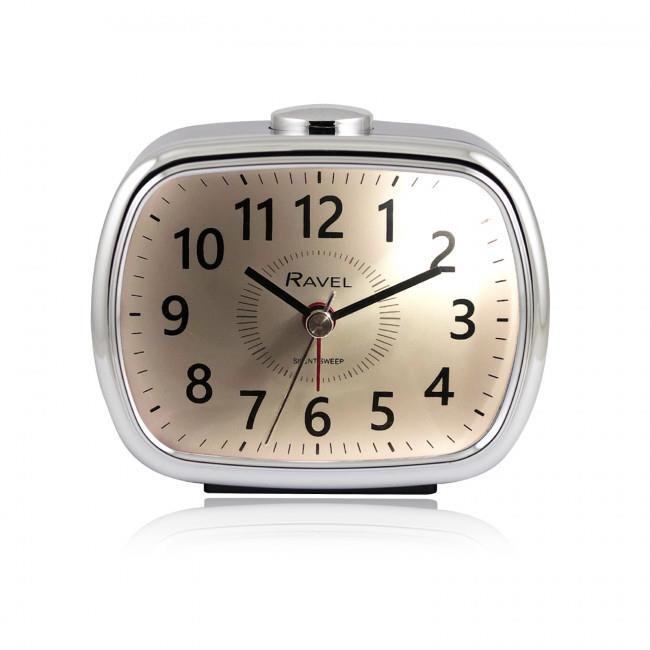 Ravel Mid sized Bedside Quartz Alarm Clock - Black / Silver RC042.3C