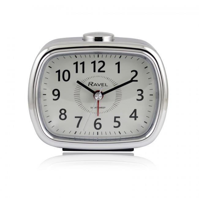 Ravel Mid sized Bedside Quartz Alarm Clock - Black / Silver RC042.3C