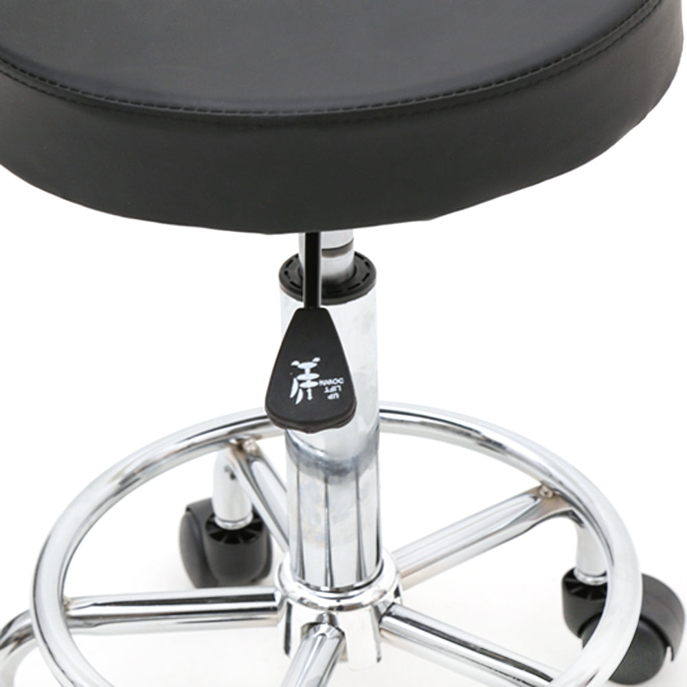 Round Shape Adjustable Salon Stool with Back Black