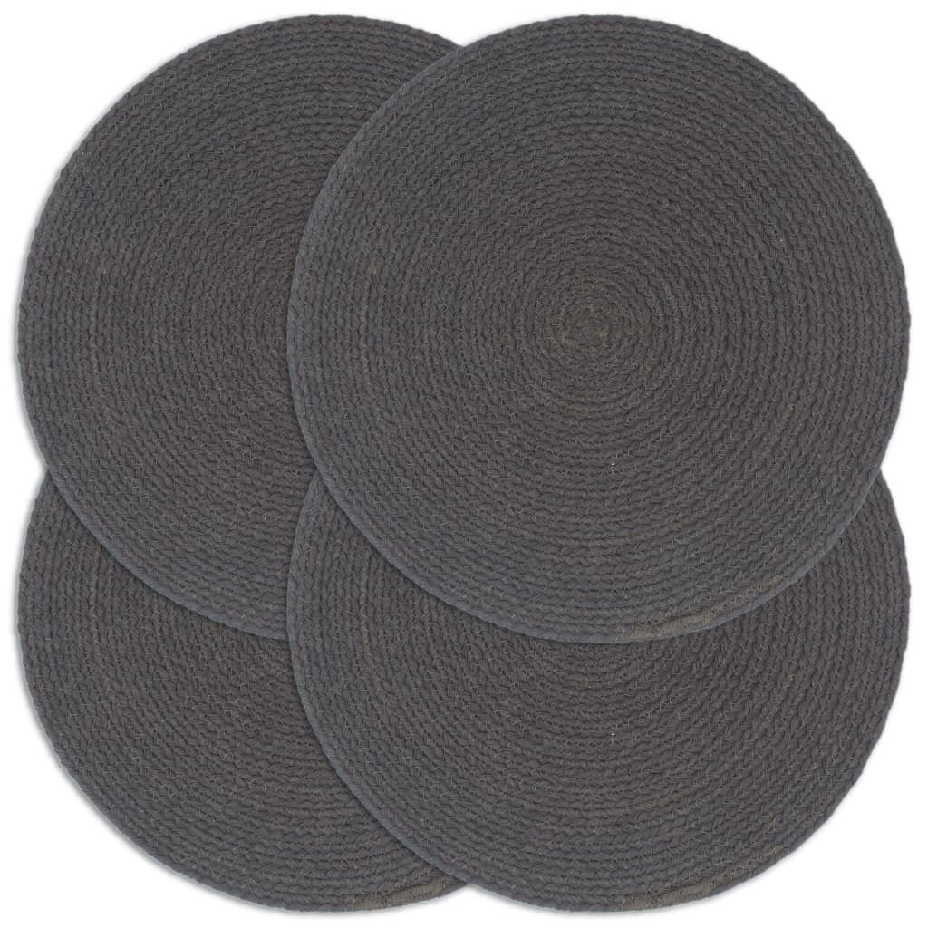 Placemats 4 pcs  Natural 38 cm Round Jute & Cotton