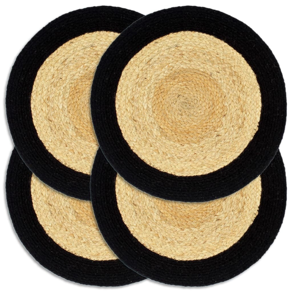 Placemats 4 pcs  Natural 38 cm Round Jute & Cotton