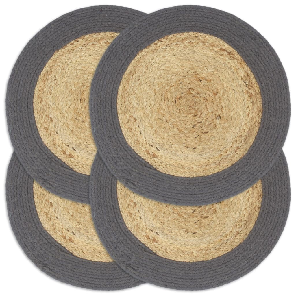 Placemats 4 pcs  Natural 38 cm Round Jute & Cotton