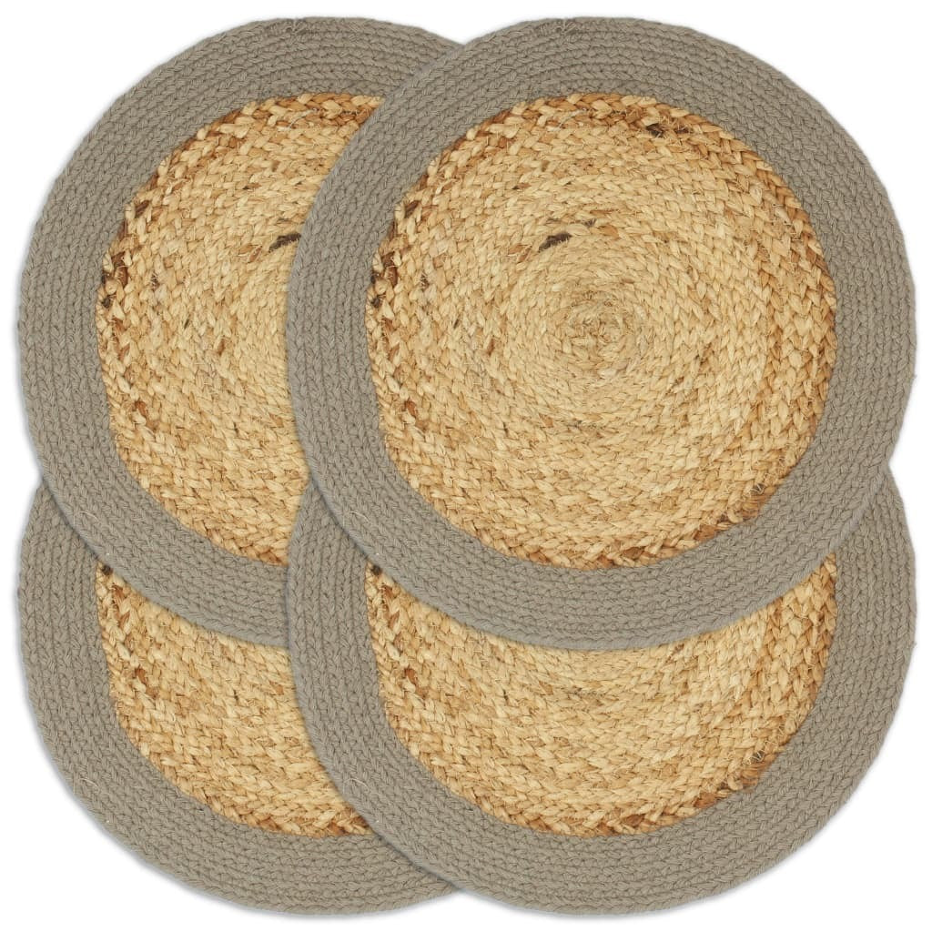 Placemats 4 pcs  Natural 38 cm Round Jute & Cotton