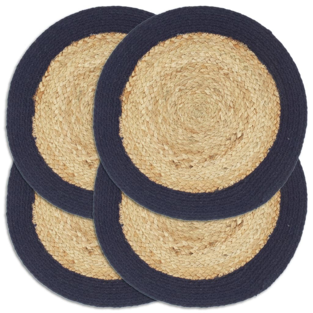 Placemats 4 pcs  Natural 38 cm Round Jute & Cotton