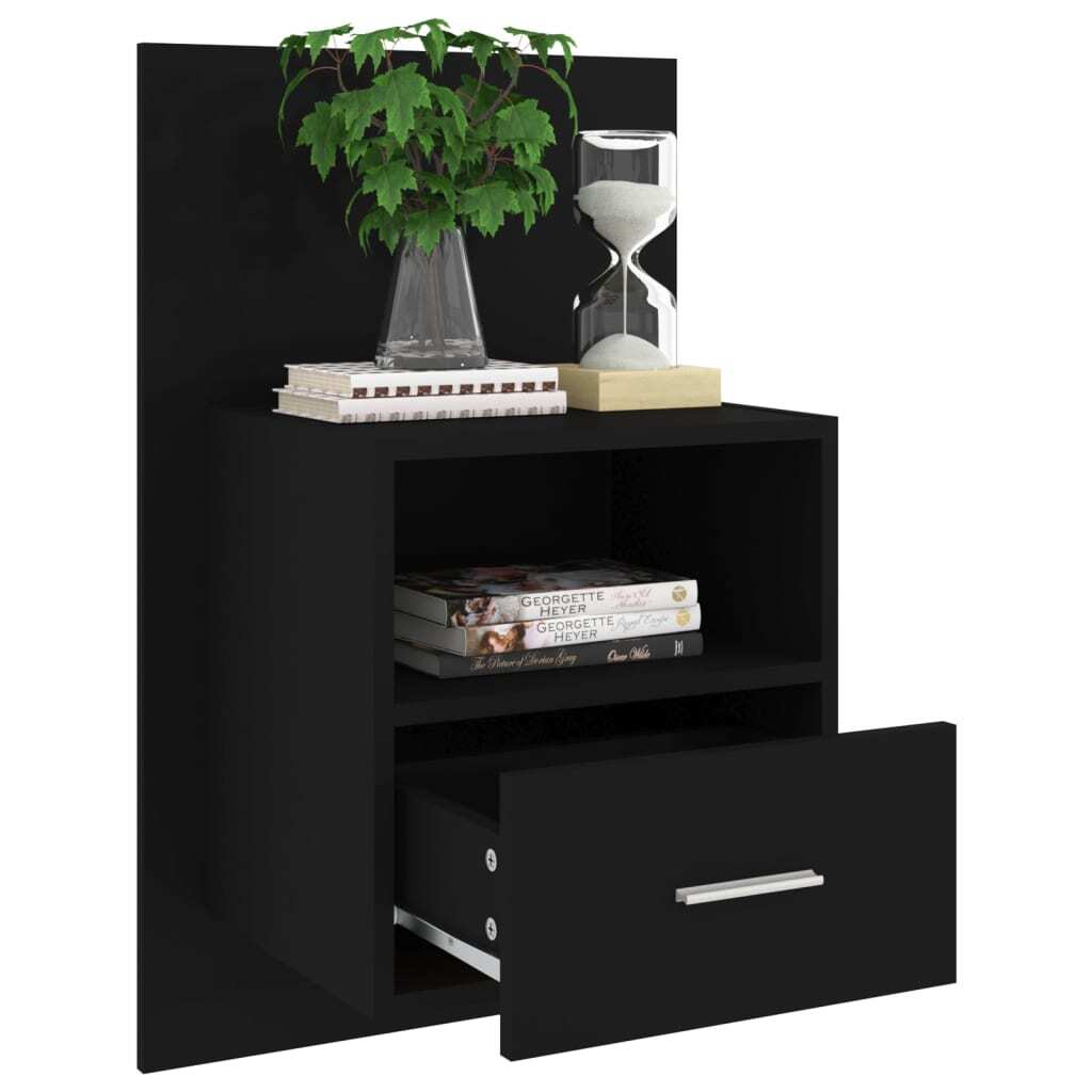 Wall-mounted Bedside Cabinet Black