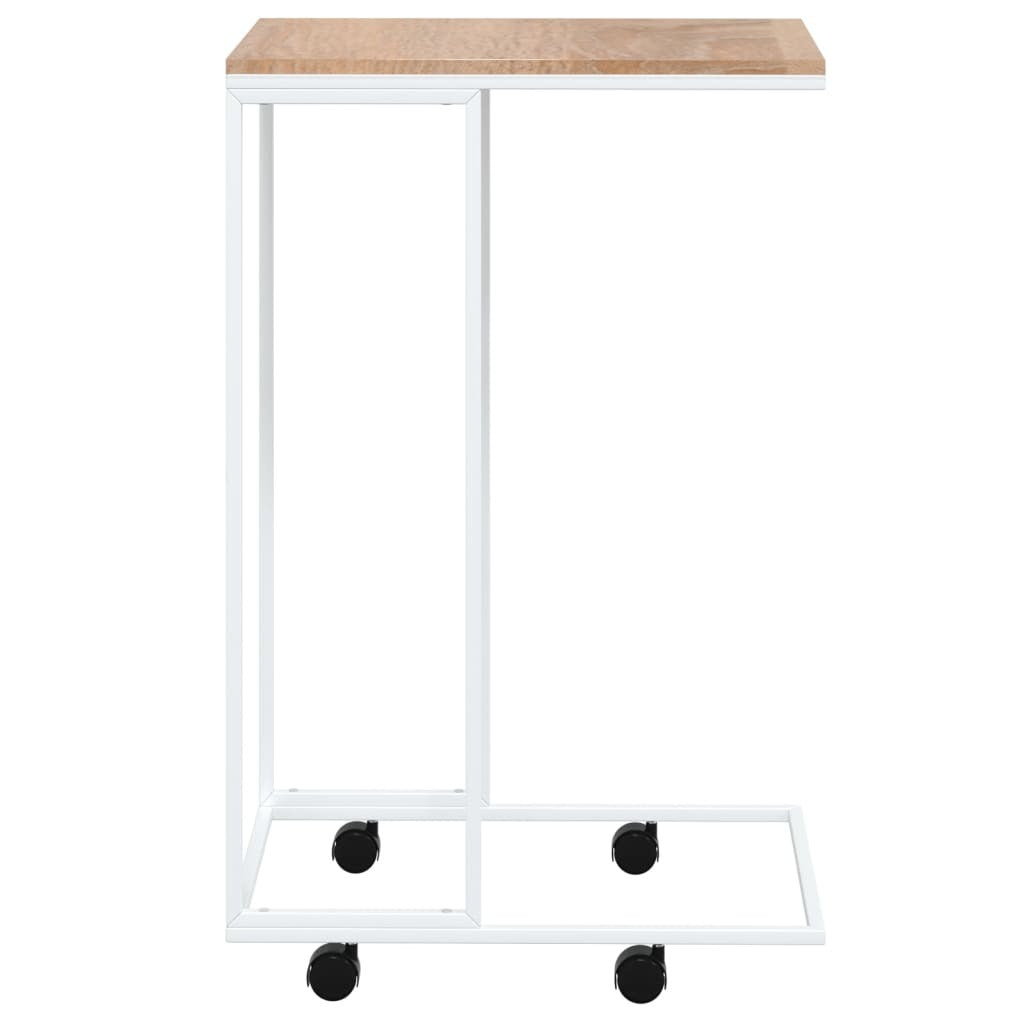 Side Table with Wheels White 40x30x63.5 cm Engineered Wood