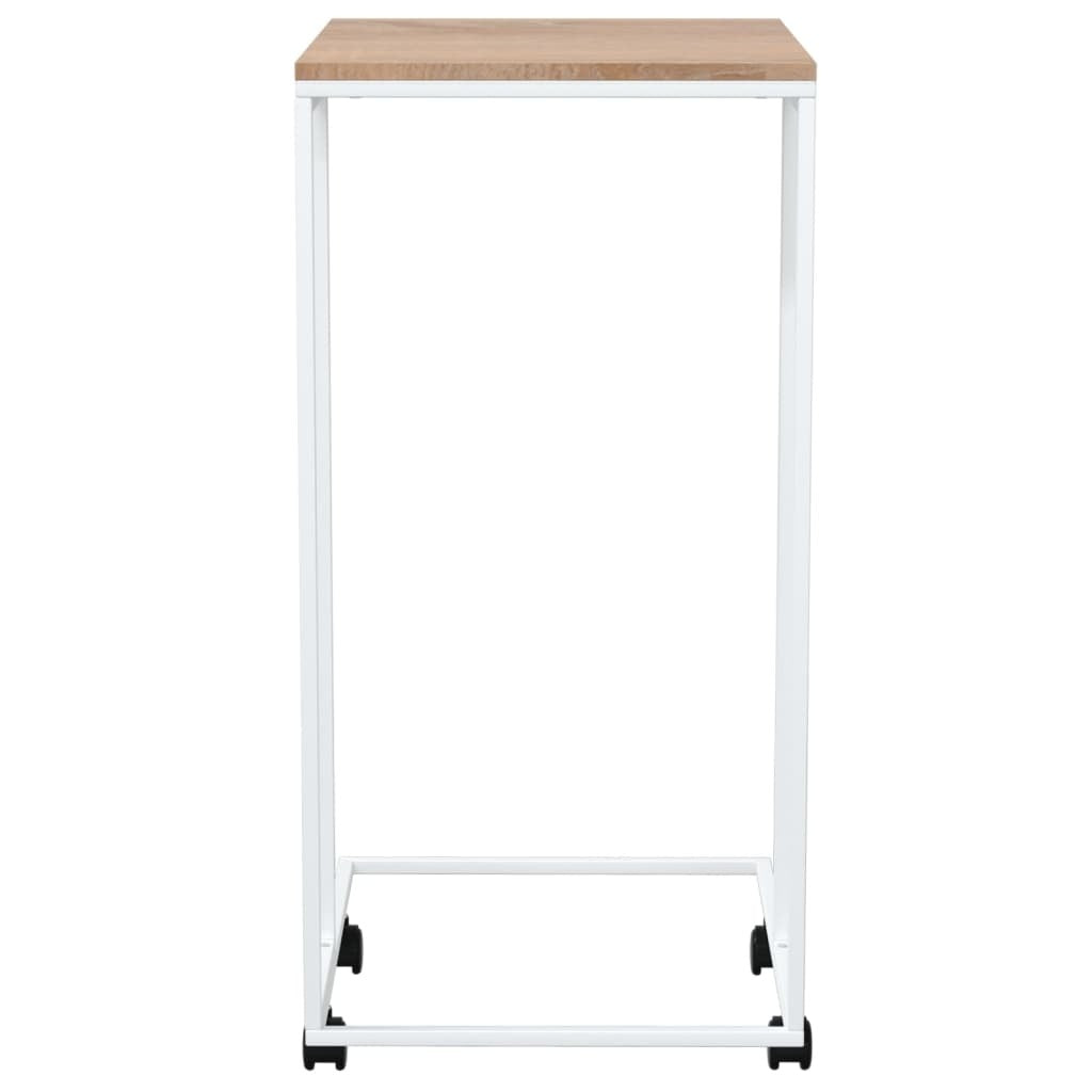 Side Table with Wheels White 40x30x63.5 cm Engineered Wood