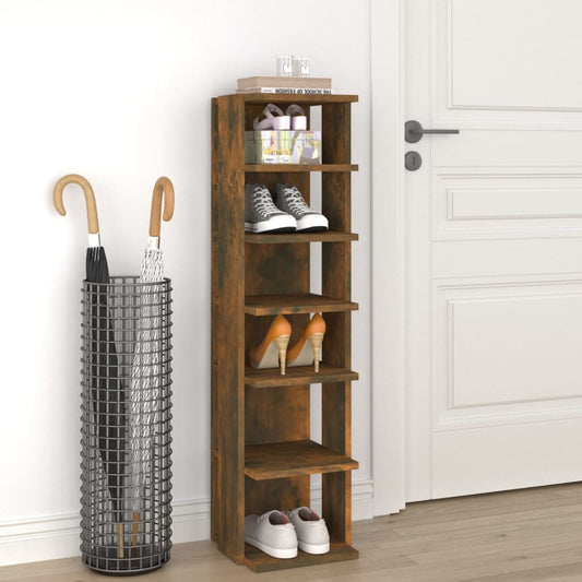 Shoe Rack Smoked Oak 25x27x102 cm Engineered Wood