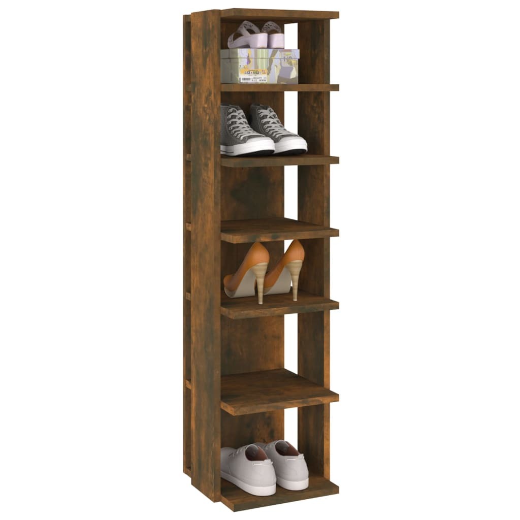 Shoe Rack Smoked Oak 25x27x102 cm Engineered Wood