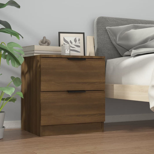 Bedside Cabinet Brown Oak Engineered Wood