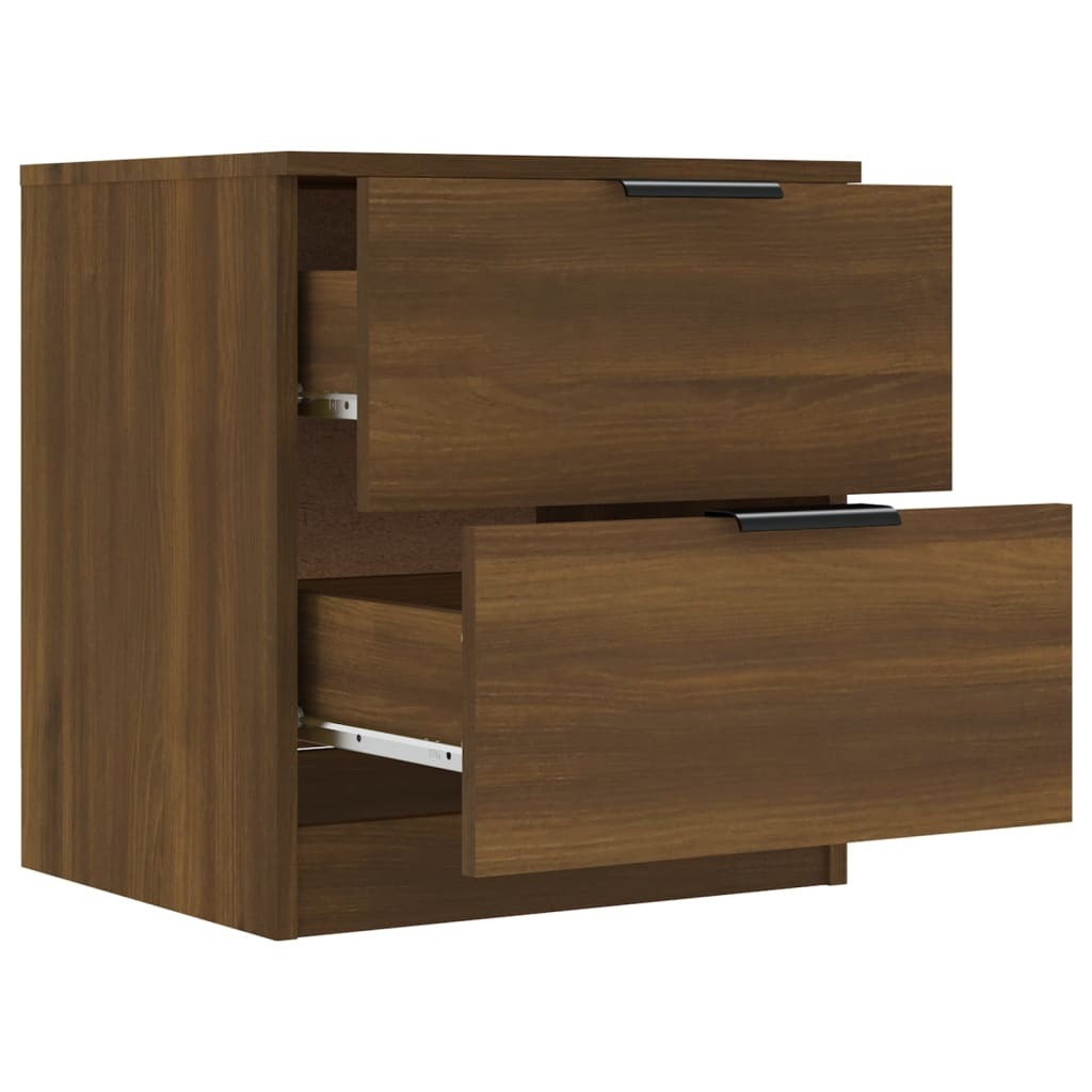 Bedside Cabinet Brown Oak Engineered Wood