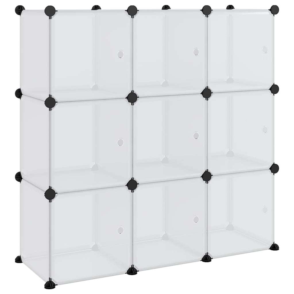 Storage Cube Organiser with 9 Cubes and Doors Transparent PP