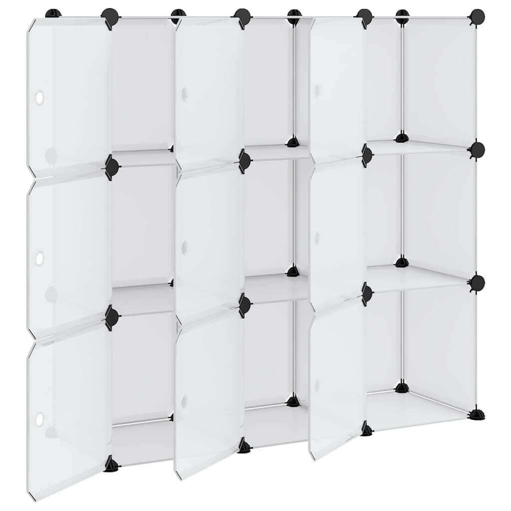 Storage Cube Organiser with 9 Cubes and Doors Transparent PP