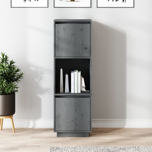 Highboard Grey 38x35x117 cm Solid Wood Pine