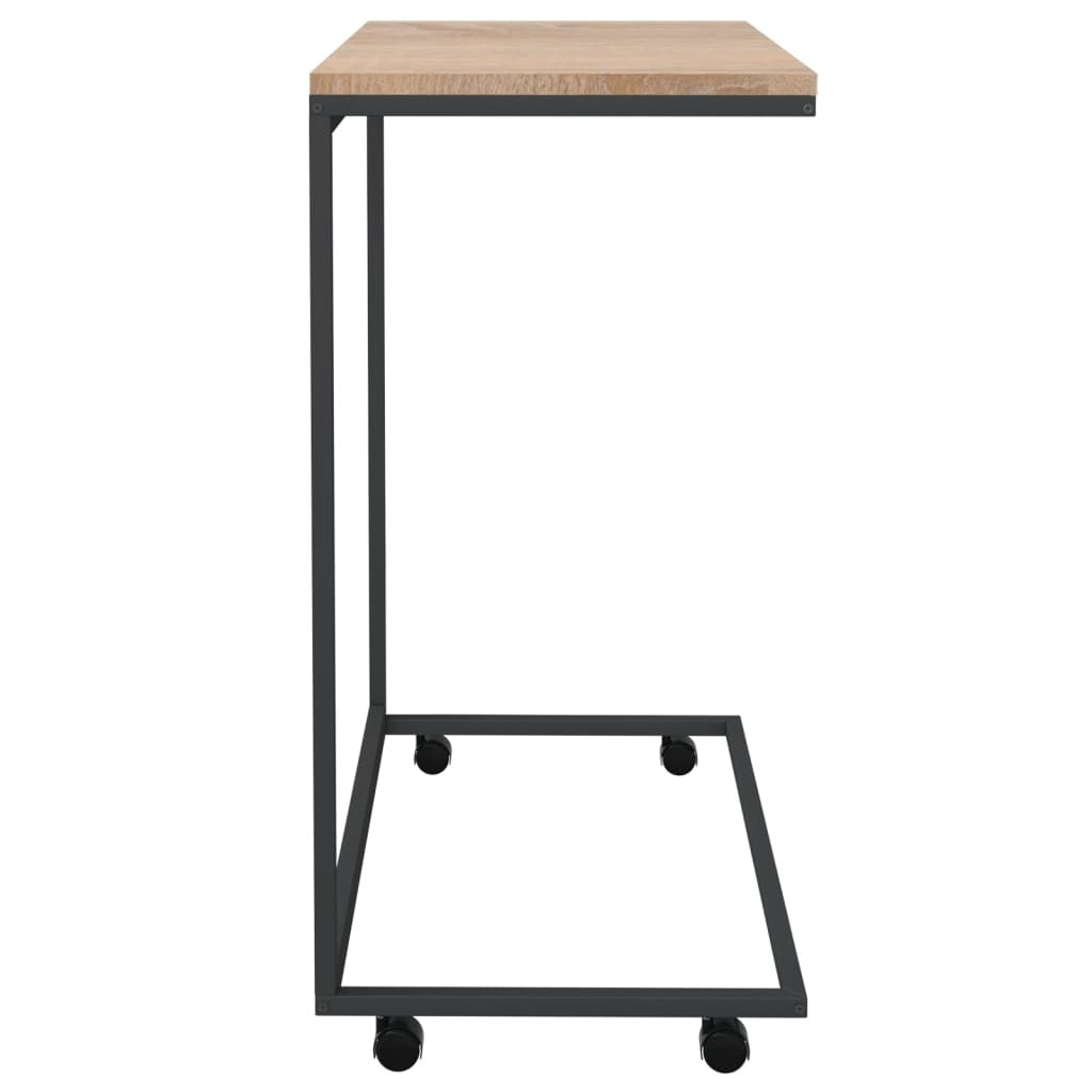 Side Table with Wheels Black 55x35x70 cm Engineered Wood