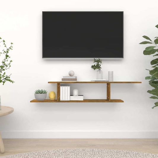 Wall-Mounted TV Shelf Smoked Oak 125x18x23 cm Engineered Wood