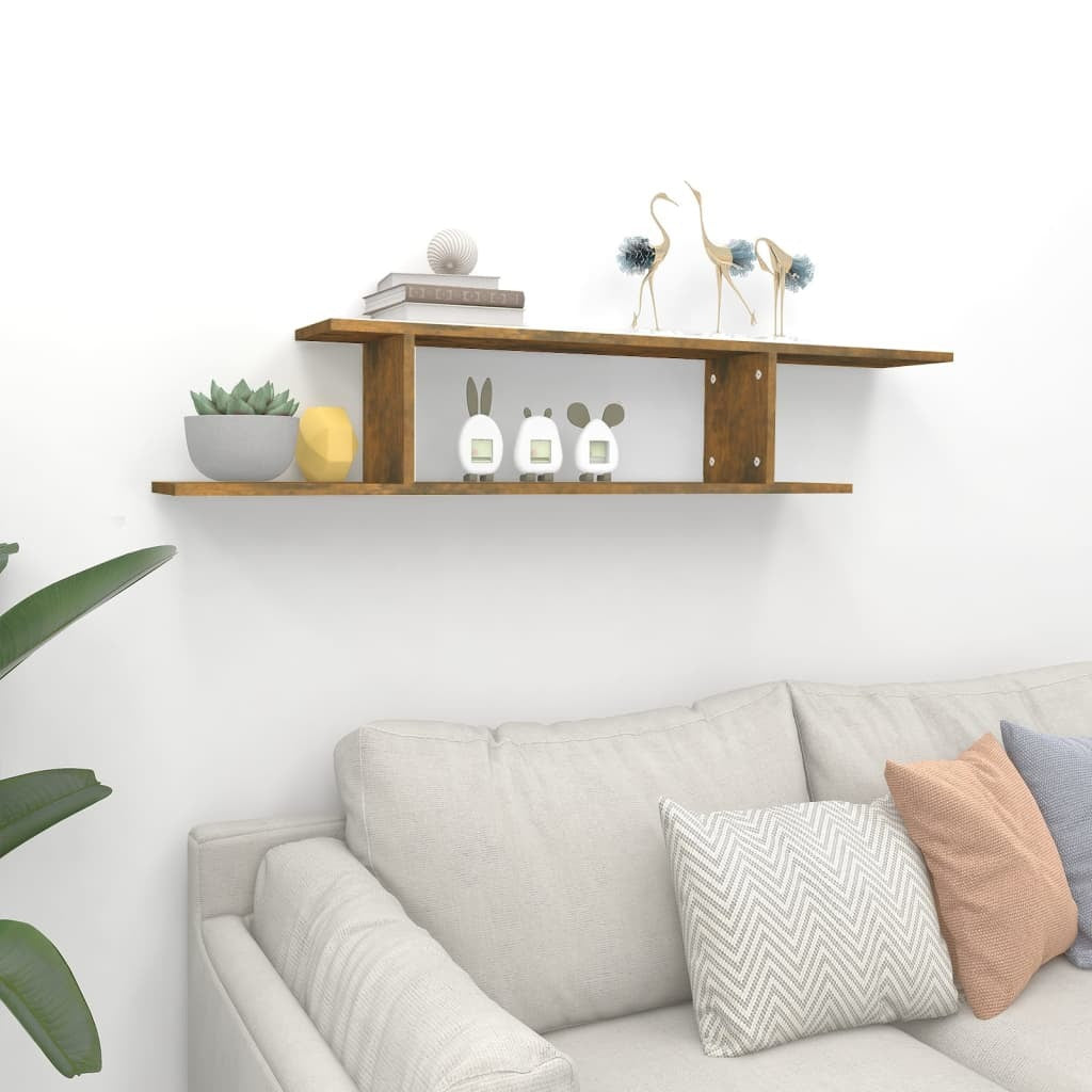 Wall-Mounted TV Shelf Smoked Oak 125x18x23 cm Engineered Wood