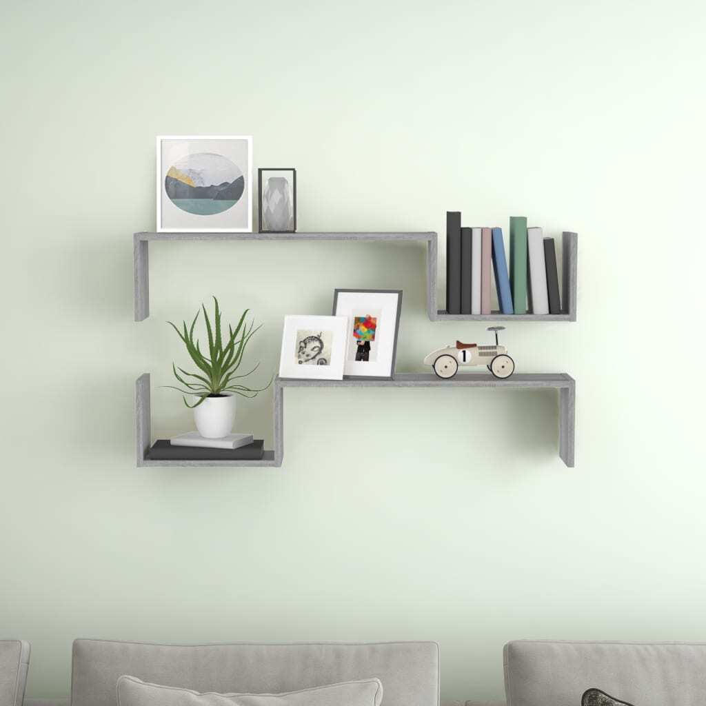 Wall Shelves 2 pcs Grey Sonoma 100x15x20 cm Engineered Wood