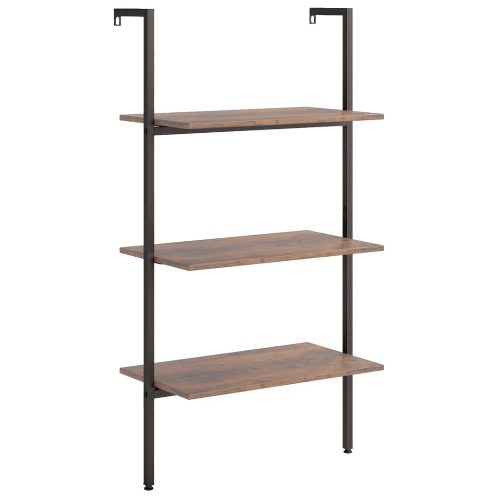 3-Tier Leaning Shelf Dark Brown and Black 64x35x120.5 cm