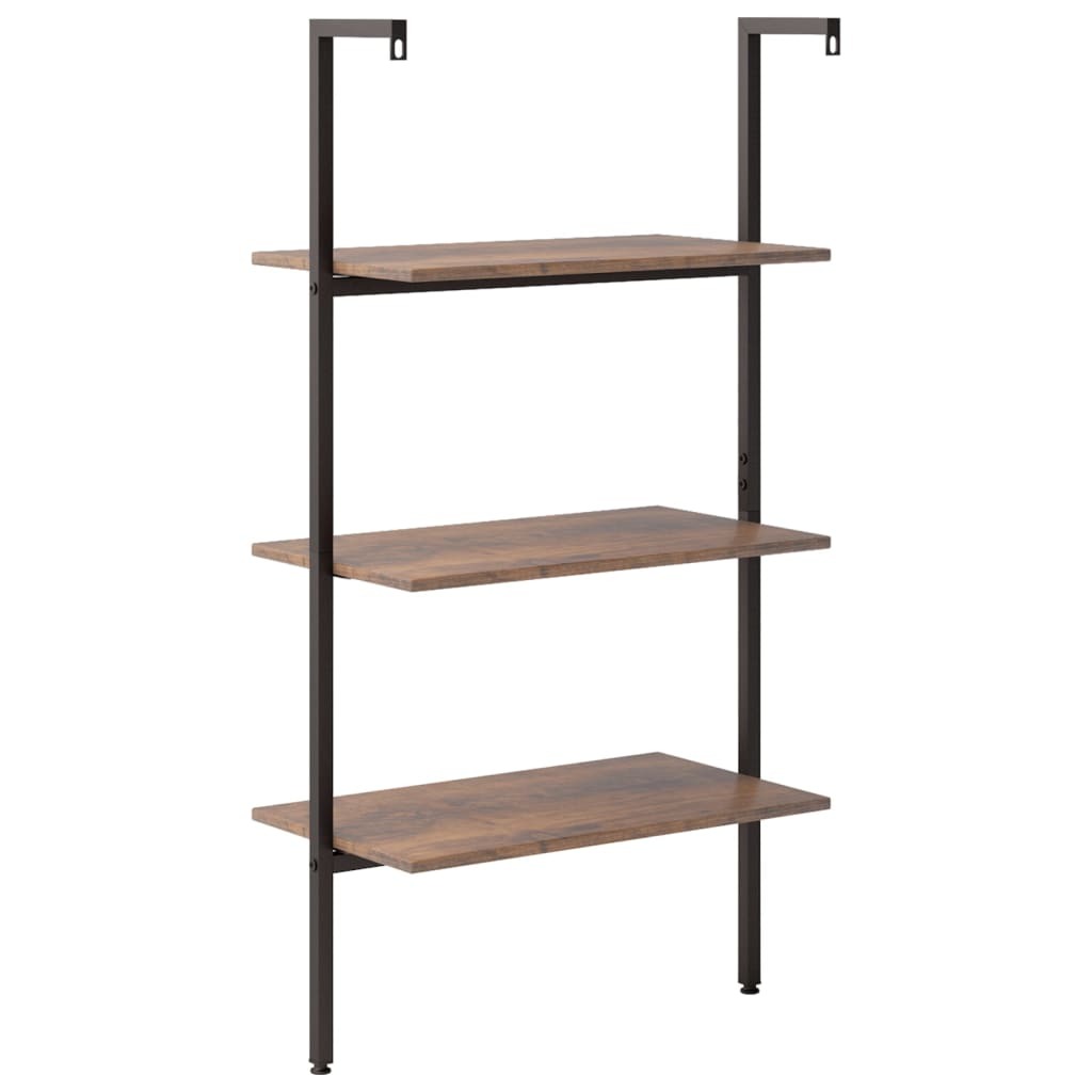 3-Tier Leaning Shelf Dark Brown and Black 64x35x120.5 cm