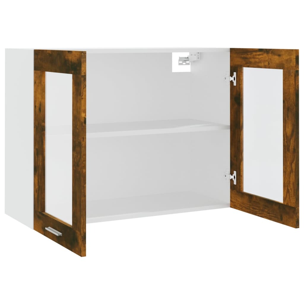 Hanging Glass Cabinet Smoked Oak 80x31x60 cm Engineered Wood