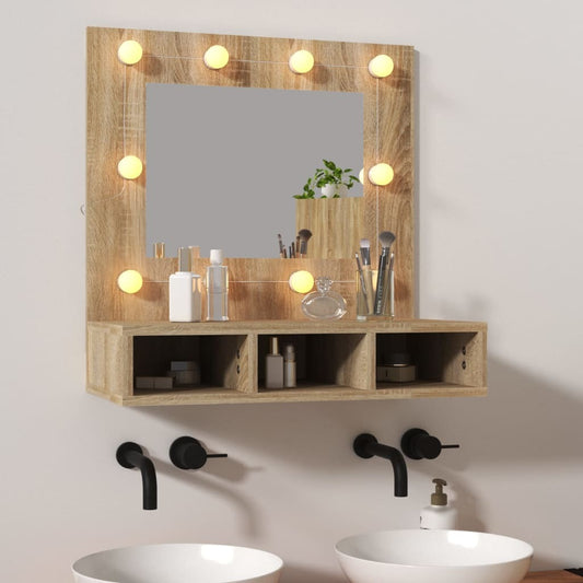 Mirror Cabinet with LED Sonoma Oak 60x31.5x62 cm