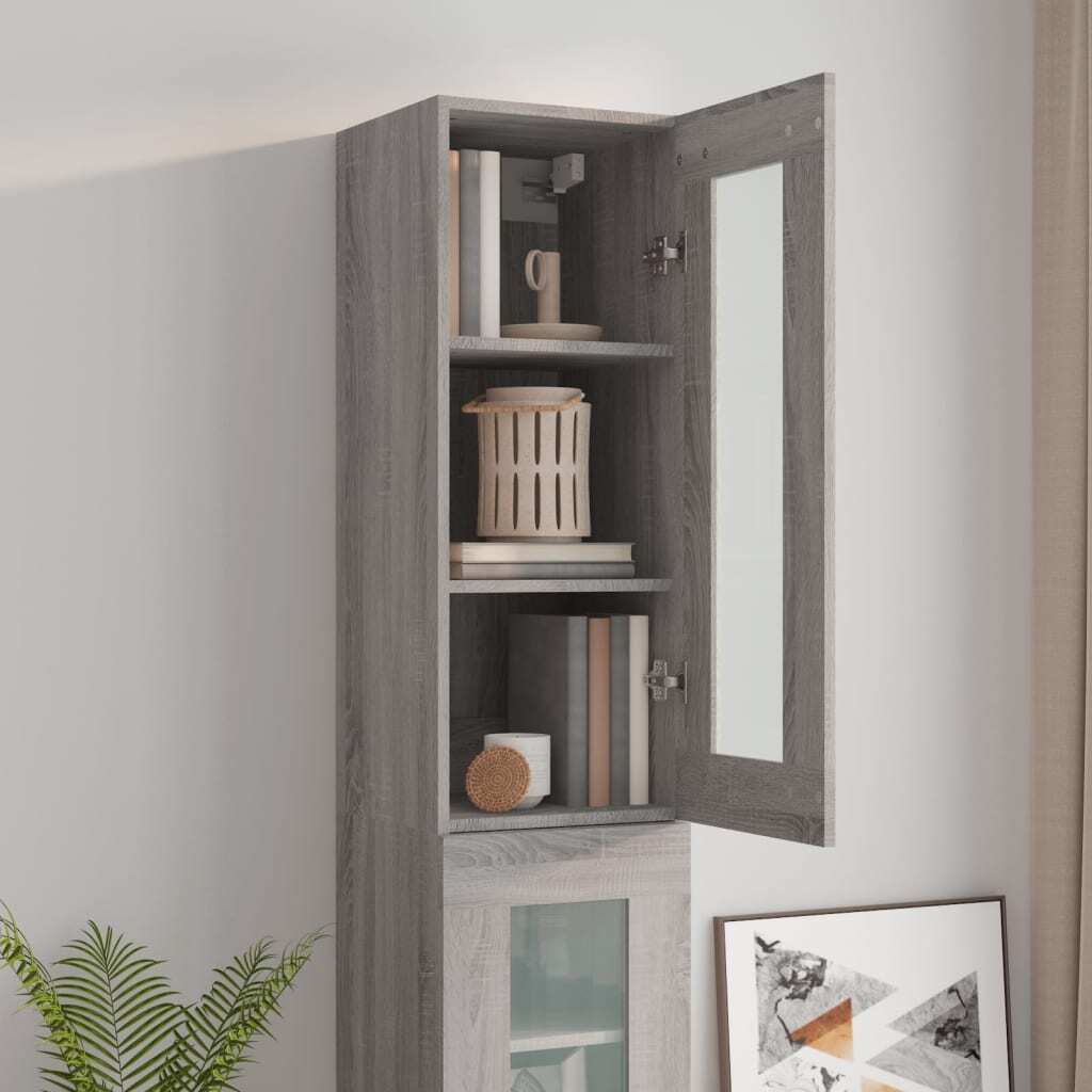 Hanging Wall Cabinet Grey Sonoma 34.5x34x90 cm