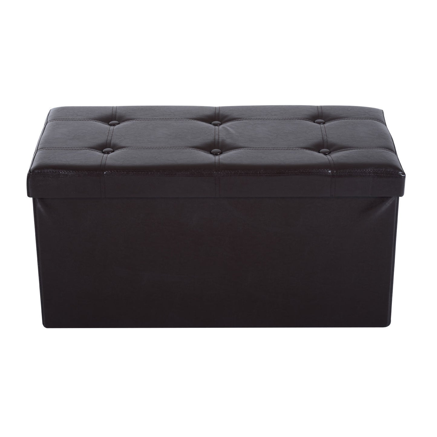 Folding Faux Leather Storage Cube Ottoman Bench Seat Brown