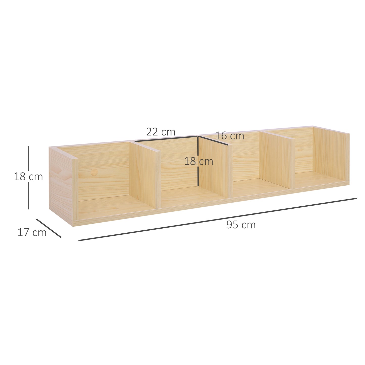 95Lx17Wx16.5H cm Multi-Media Storage Wooden Shelf